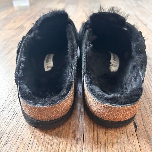 Birkenstock Boston Shearling Suede Leather - Black size 39 US 8-8.5 women - Picture 8 of 11